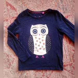 Mini Boden Long Sleeve Owl Print Tee